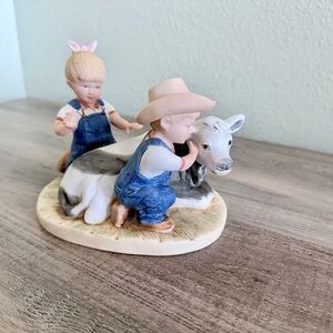 Vintage Homco Denim Days Figurine #8878 “The New Calf” 1985